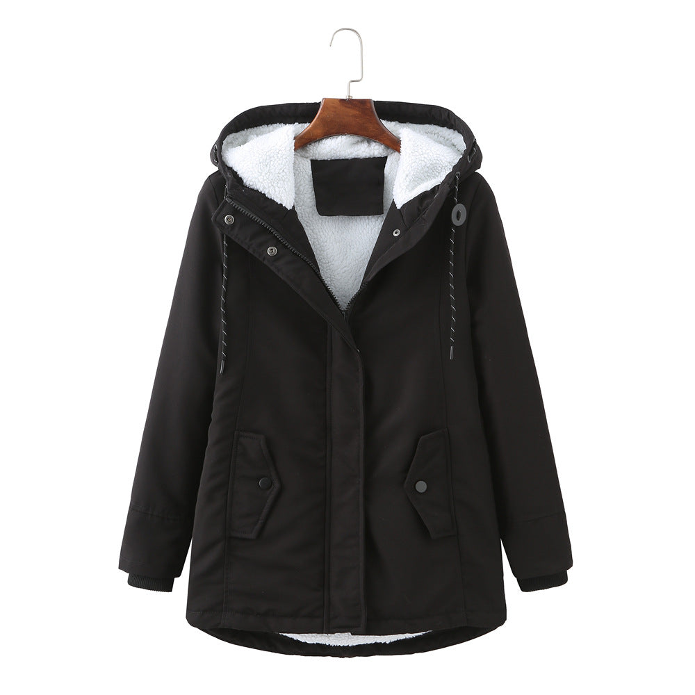 Luxurious women's Aurora winter coat, warm elegant parka jacket for stylish cold weather fashion collection.