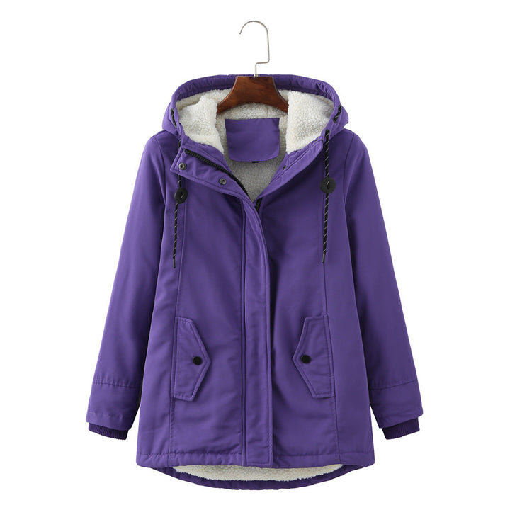 Luxurious women's Aurora winter parka, an elegant warm long coat, perfect for severe cold weather. Stylish.