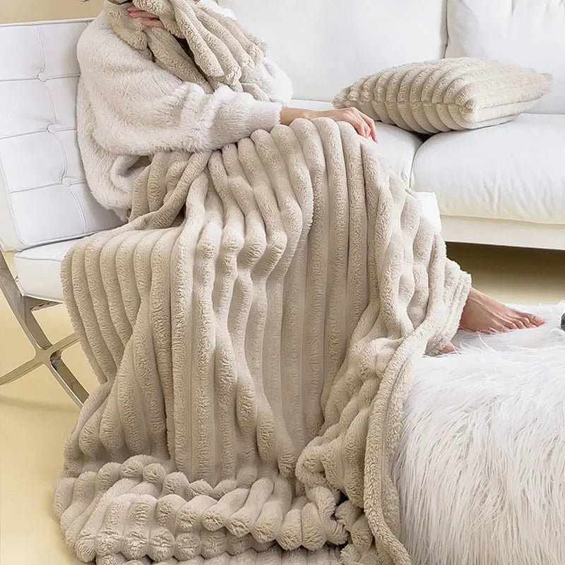Luxury plush blanket, ultra-soft CozyWrap for ultimate comfort and warmth in any home.