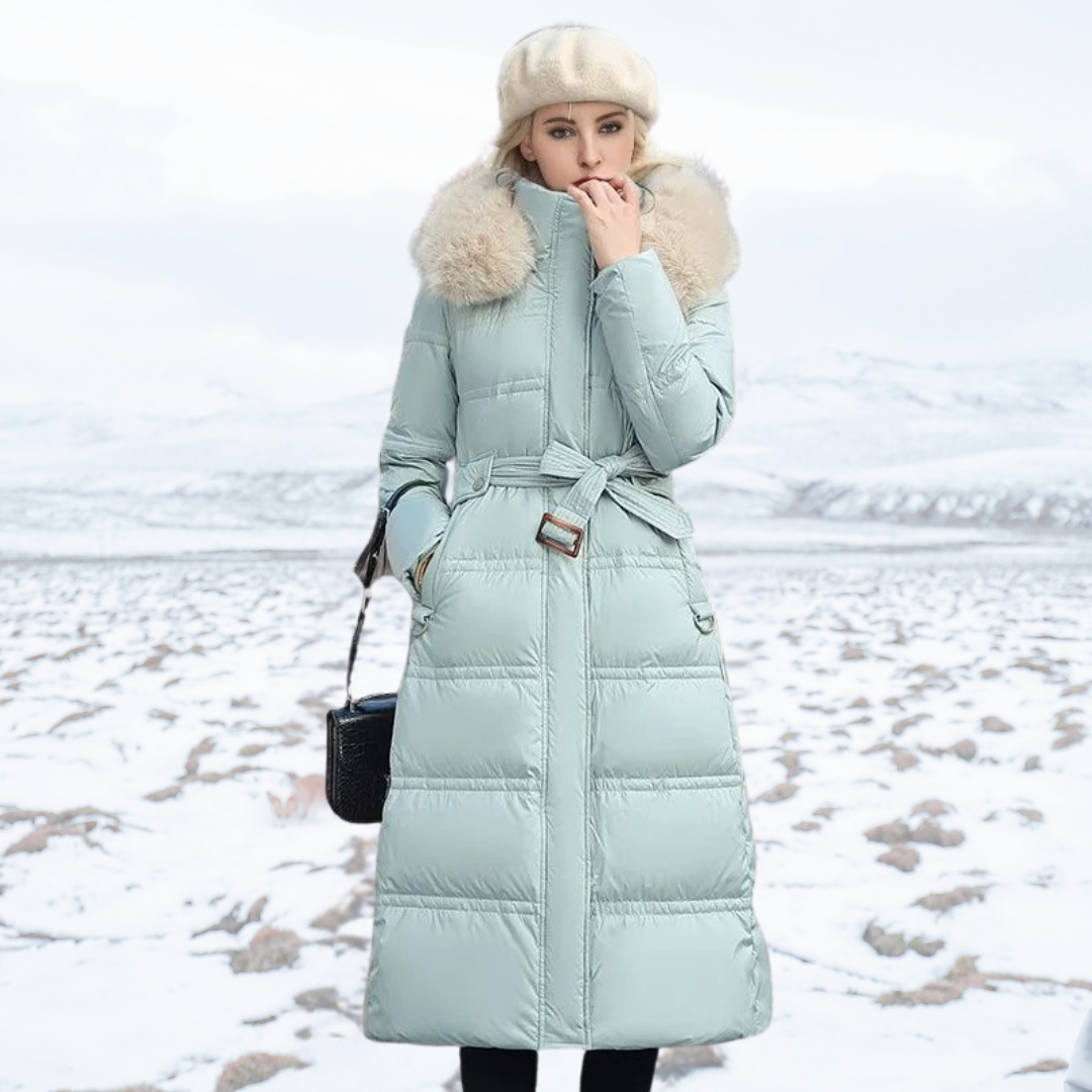 Chic women's elegant faux fur coat, a must-have for winter fashion.