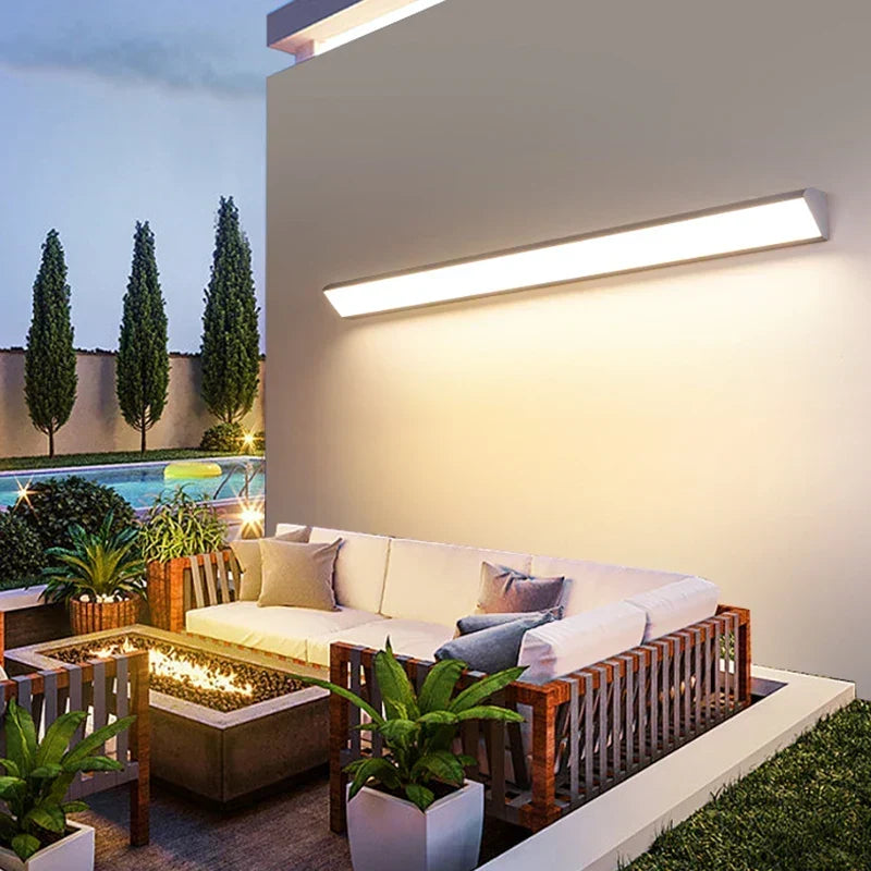 Luxury LED outdoor wall lamp, modern aluminum fixture for patio & garden. Waterproof & energy efficient home decor.