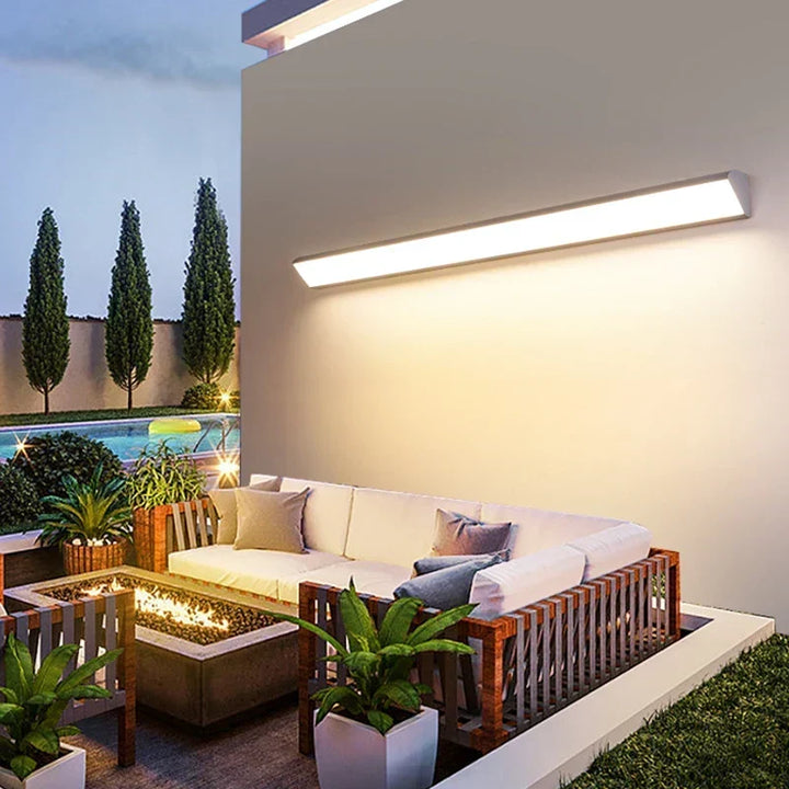 Luxury LED outdoor wall lamp, modern aluminum fixture for patio & garden. Waterproof & energy efficient home decor.