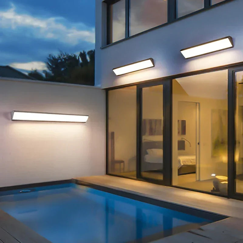 Sleek LED exterior light, waterproof modern design for garden & patio. Energy efficient outdoor lighting home decor.