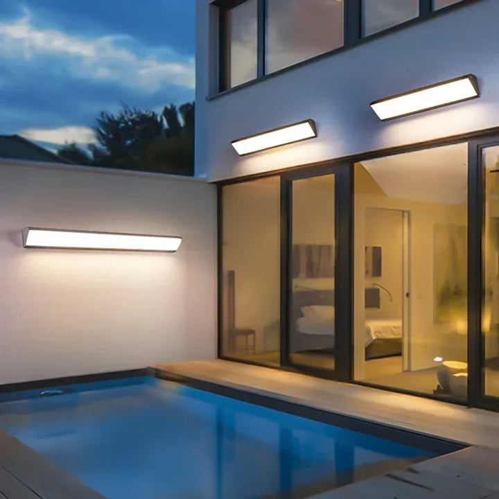 Sleek LED exterior light, waterproof modern design for garden & patio. Energy efficient outdoor lighting home decor.