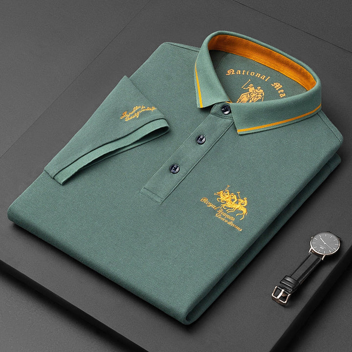 Men's luxury polo shirt, comfortable & stylish. Premium menswear, ideal for smart casual and everyday wear.