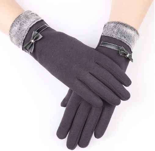 Women's elegant touchscreen gloves, warm & tech-friendly for winter fashion accessories.