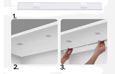 Rechargeable LumiLux battery-operated LED light for under cabinets. Motion sensor, no wiring needed.
