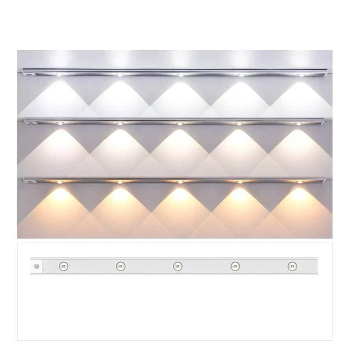 LumiLux wireless LED cabinet light with motion sensor for under-cabinet kitchen lighting.