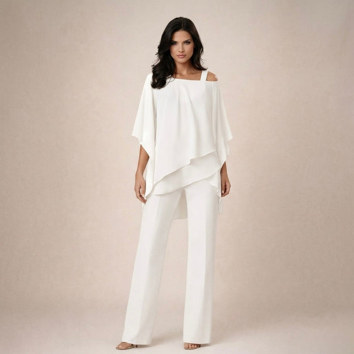 Lysandra | Women's Off Shoulder Wide Leg Set - White - Image 1