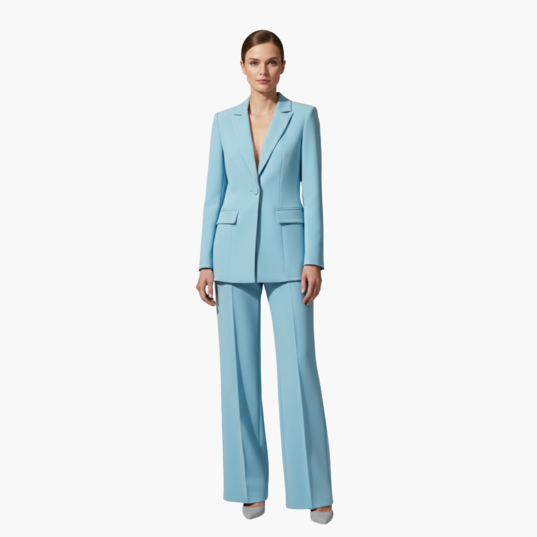 Lysette | Women's Blue Blazer Suit Set - Light Blue - Image 2