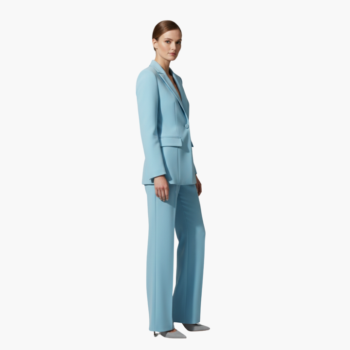 Lysette | Women's Blue Blazer Suit Set - Light Blue - Image 3