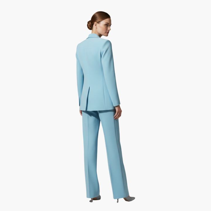 Lysette | Women's Blue Blazer Suit Set - Light Blue - Image 4