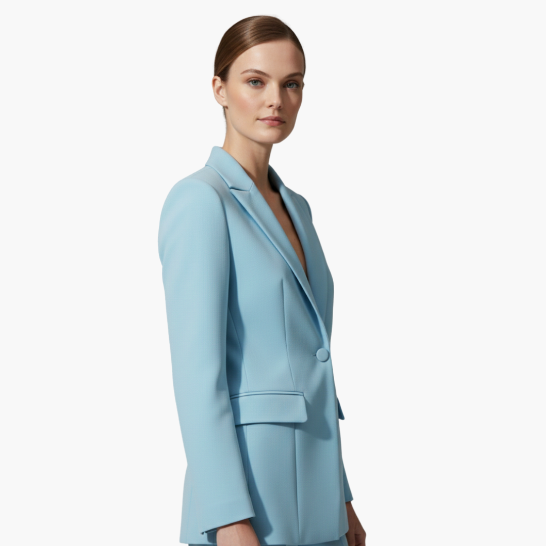 Lysette | Women's Blue Blazer Suit Set - Light Blue - Image 5