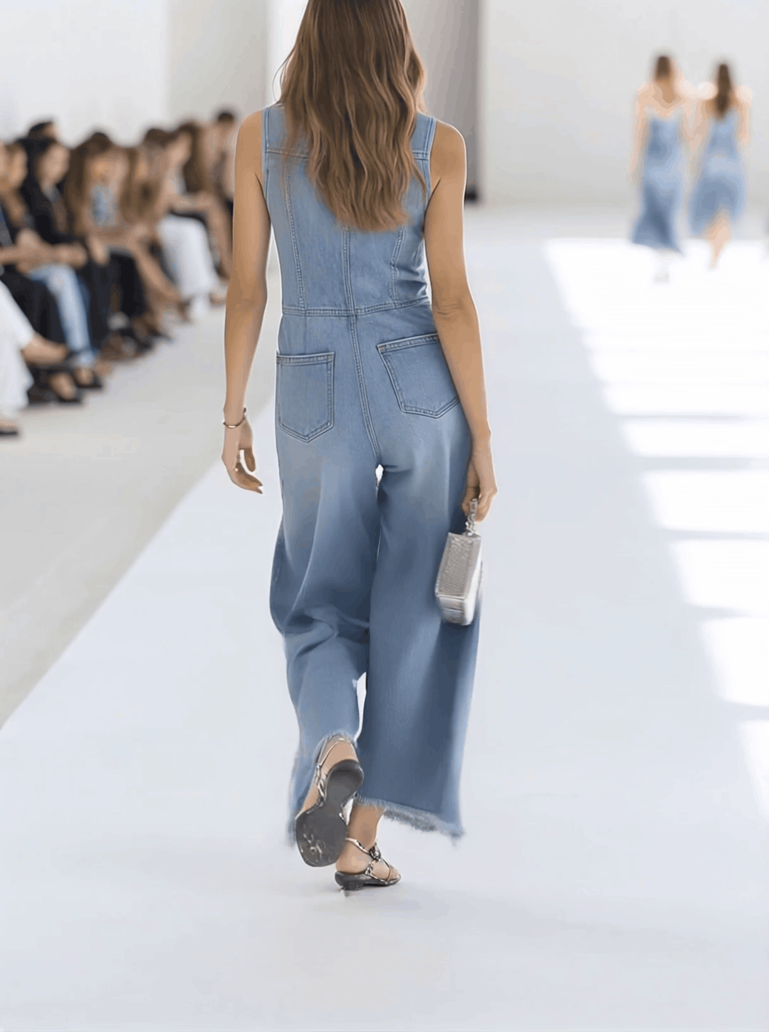 Women's collared sleeveless jumpsuit with a flowy wide-leg design, ideal for comfortable warm-weather style.
