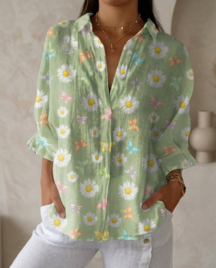 Lysithia | Women's Peacock Print Button Front Shirt - Image 4