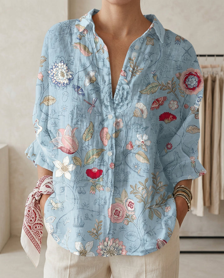 Lysithia | Women's Peacock Print Button Front Shirt - Image 6