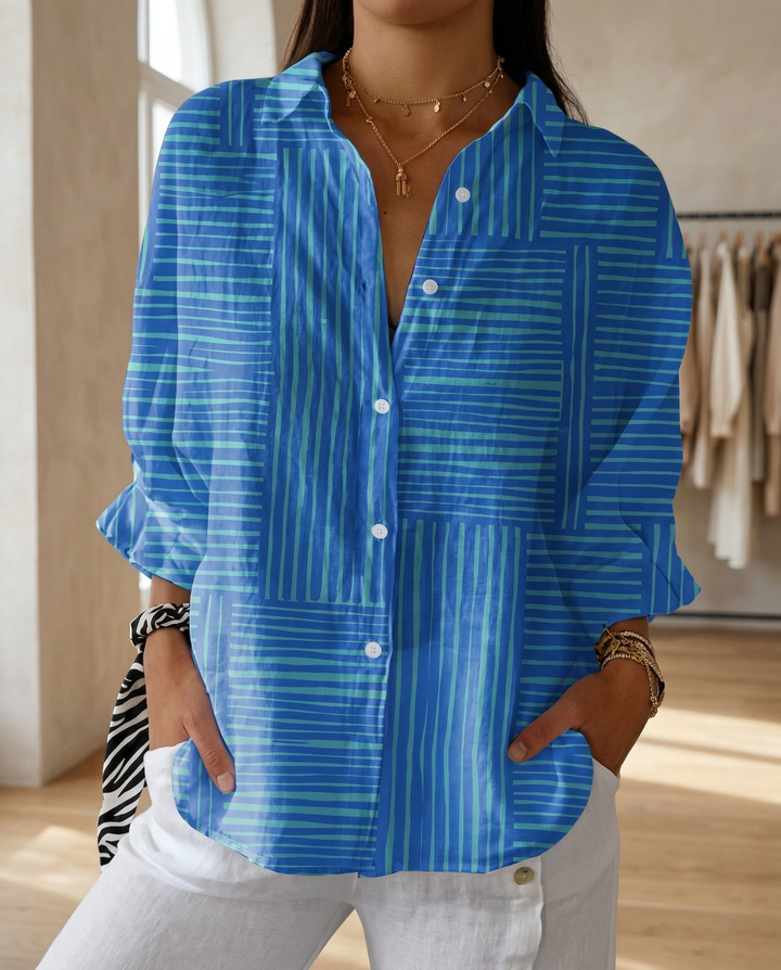 Lysithia | Women's Peacock Print Button Front Shirt - Image 7