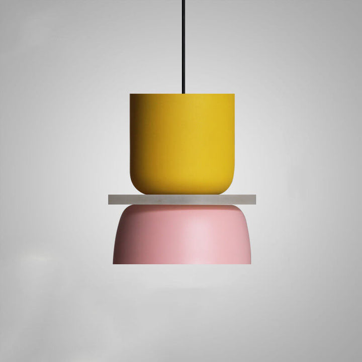 Modern Macaron LED pendant light. Scandinavian colorful ceiling fixture for contemporary home decor.