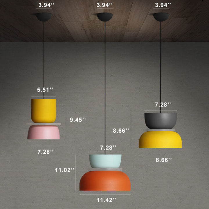 Chic LED pendant light, macaron shades. Modern Scandinavian ceiling fixture, perfect for updated home lighting.