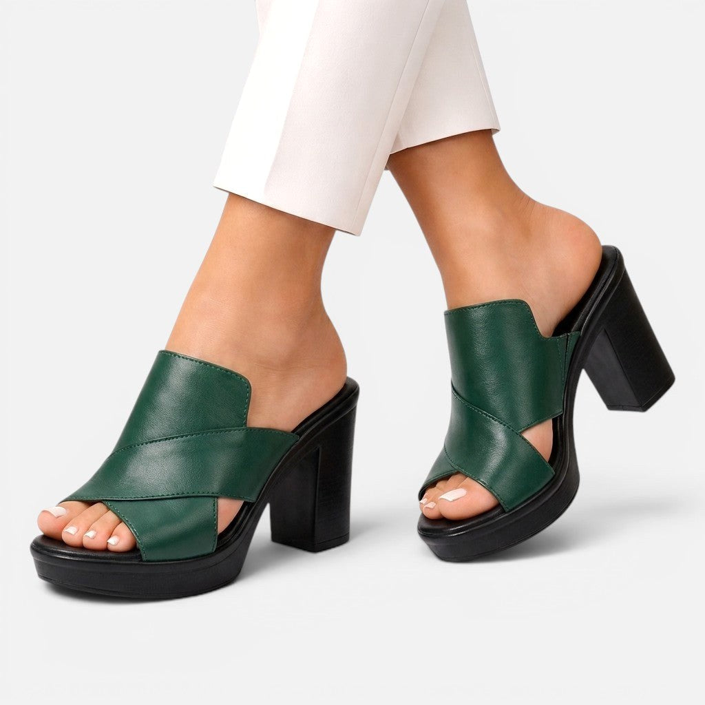 Comfortable women's block heel sandals in tan, perfect for everyday wear & support.