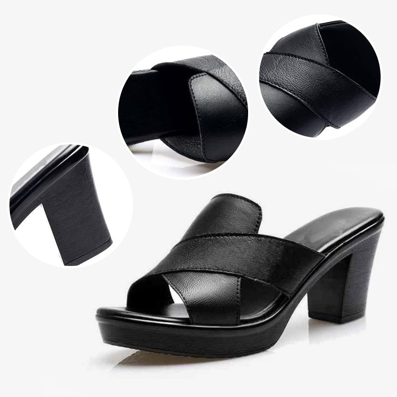Classic women's block heel sandals, offering supportive comfort for everyday summer activities.