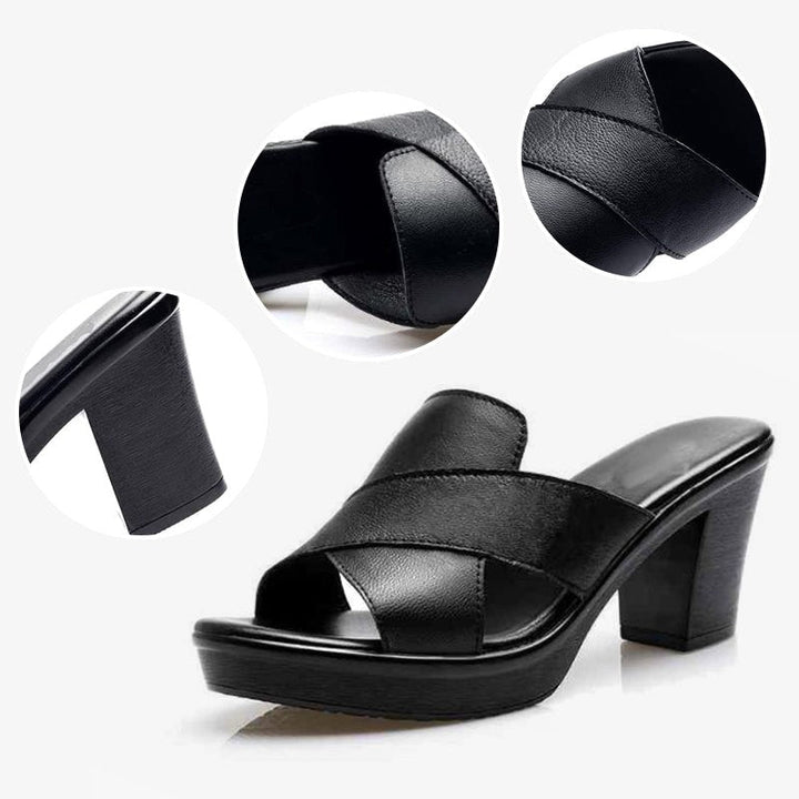 Classic women's block heel sandals, offering supportive comfort for everyday summer activities.