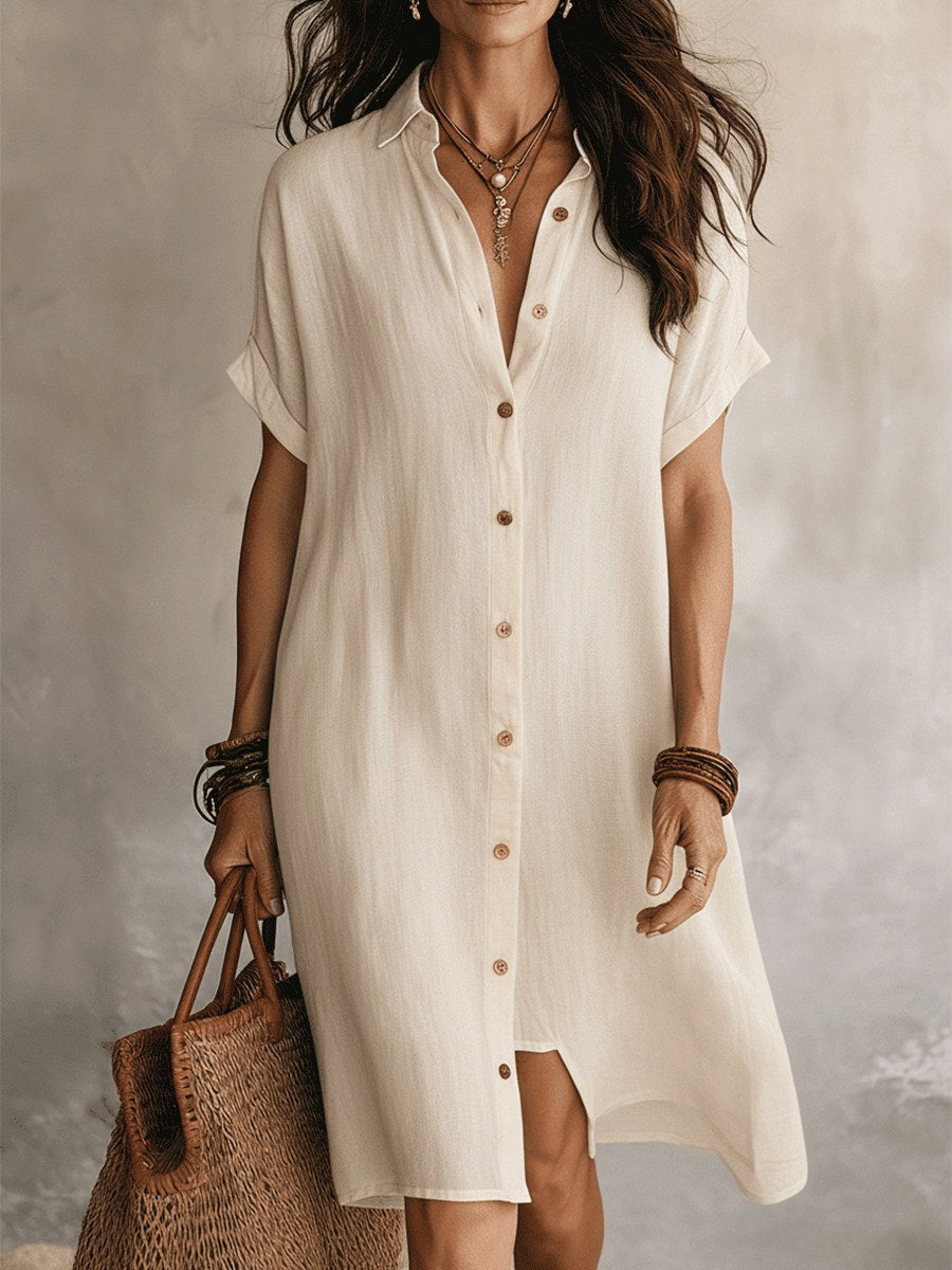 Women's buttoned shirt midi dress, ideal for effortless everyday style & casual wear.