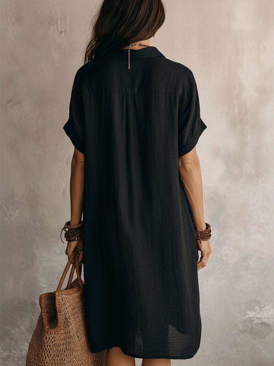Chic women's button-down midi dress, an easy-to-wear everyday style for versatile fashion.