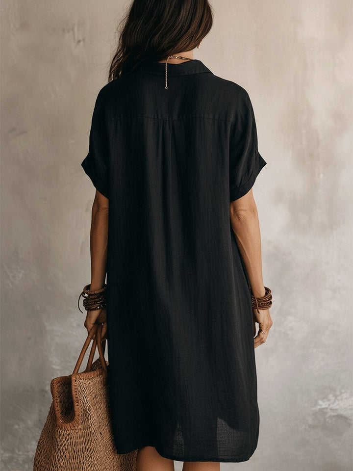 Chic women's button-down midi dress, an easy-to-wear everyday style for versatile fashion.