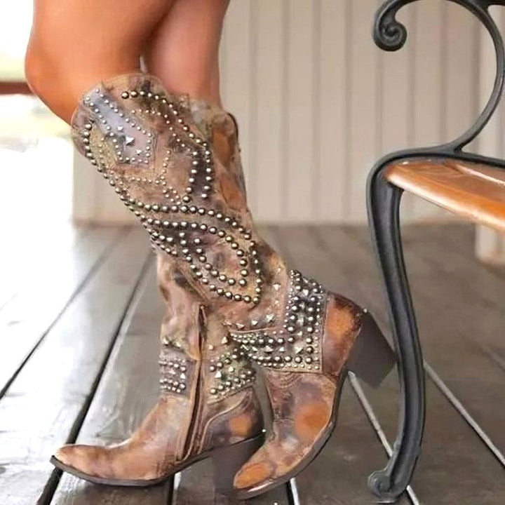 Elegant women's knee-high orthopedic boots. Features a pointed toe and comfortable block heel for all-day support.