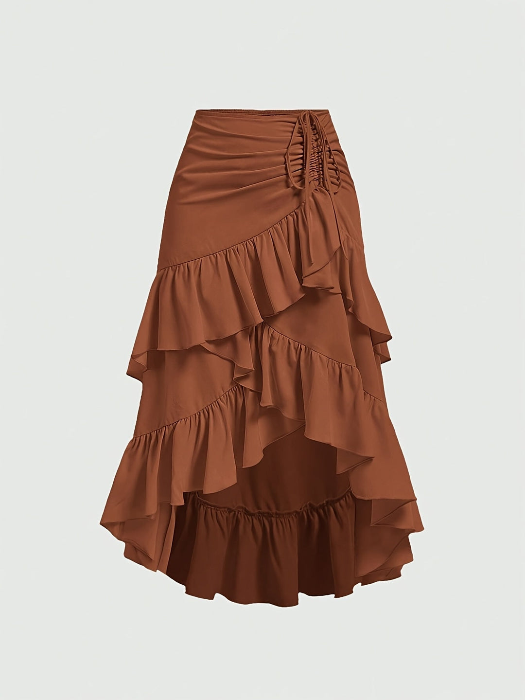 Chic women's tiered ruffle midi skirt, perfect for a breezy summer day or stylish spring outfit.
