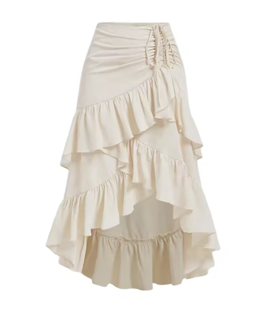 Flowy and feminine women's midi skirt featuring a beautiful tiered design and soft ruffle hem.
