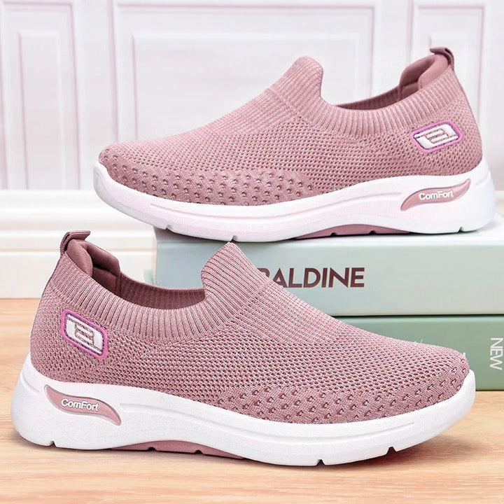Comfortable women's orthopedic casual sneakers with arch support, ideal for daily walking & foot pain.
