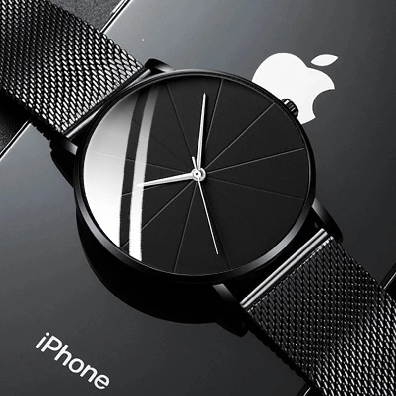 Stylish men's stainless steel dress watch with a sleek, minimalist dial.