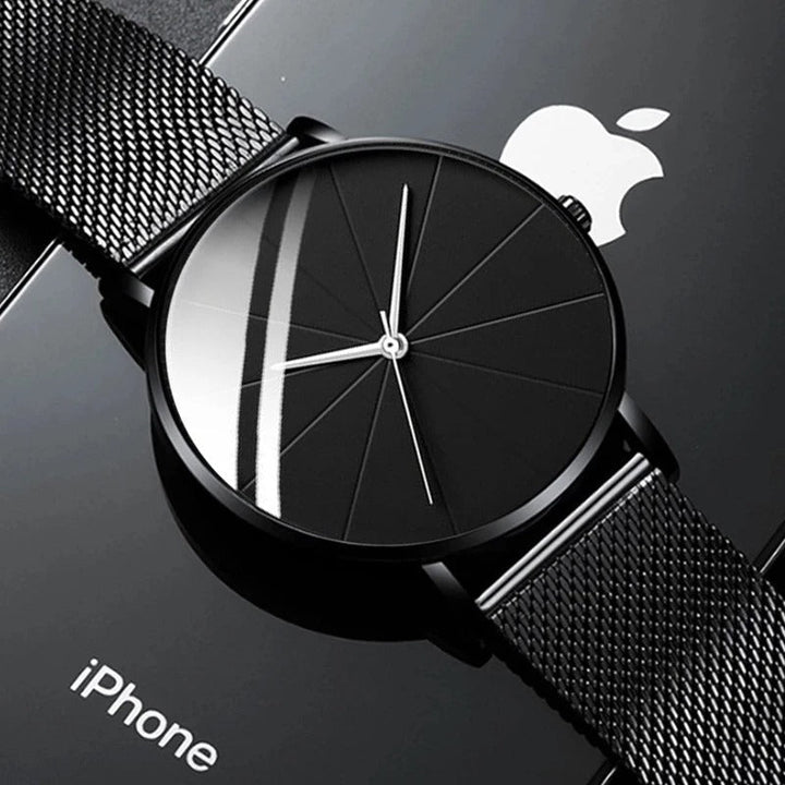 Stylish men's stainless steel dress watch with a sleek, minimalist dial.