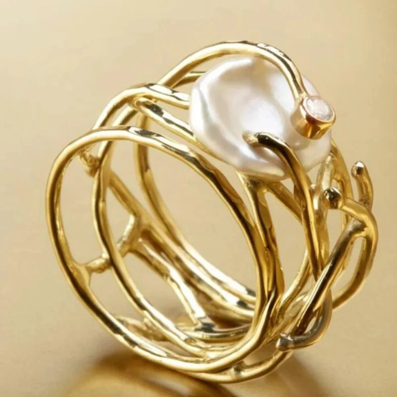 Antique Thin Ring with Pearl