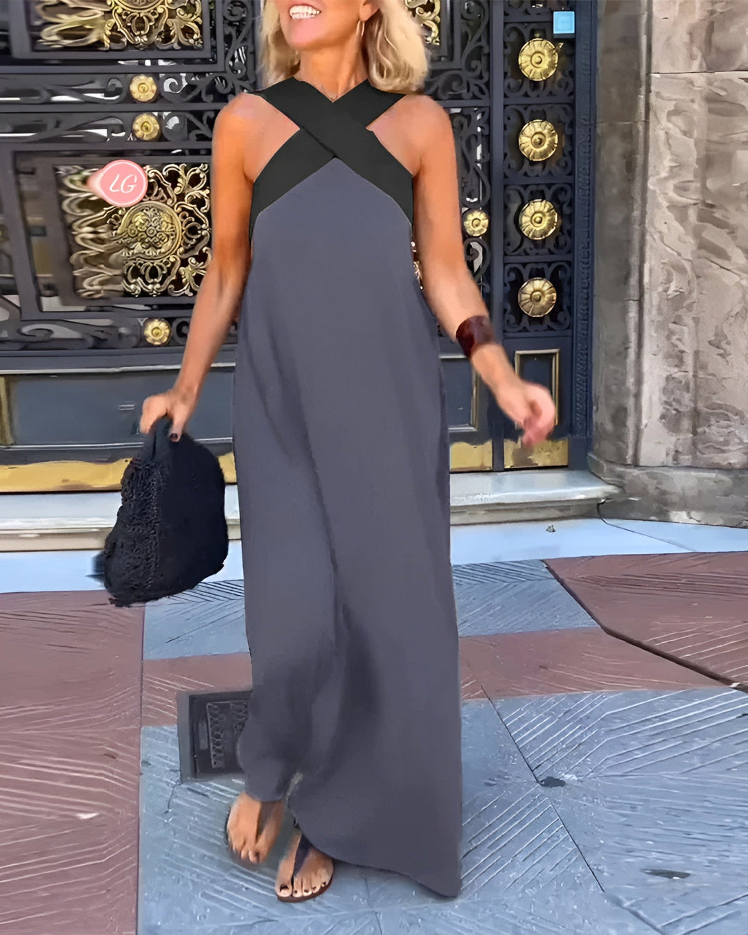 Women's Maxi Dress - Breathable Comfort Crossover Style