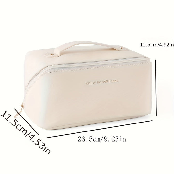 High-quality women's luxury travel makeup bag. Zippered organizer for all cosmetics.