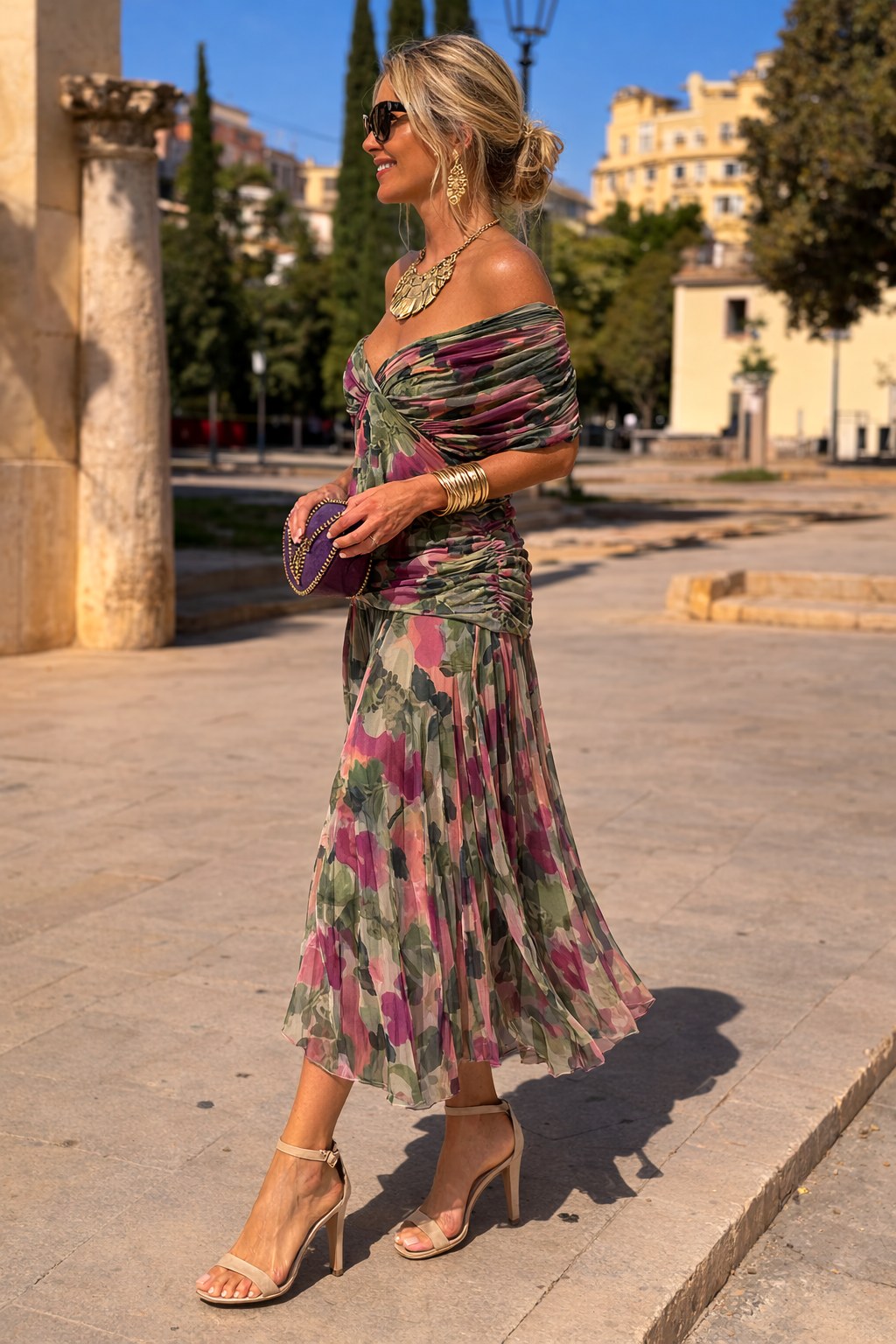 Comfortable & stylish women's V-neck wrap maxi dress, long flowy design.