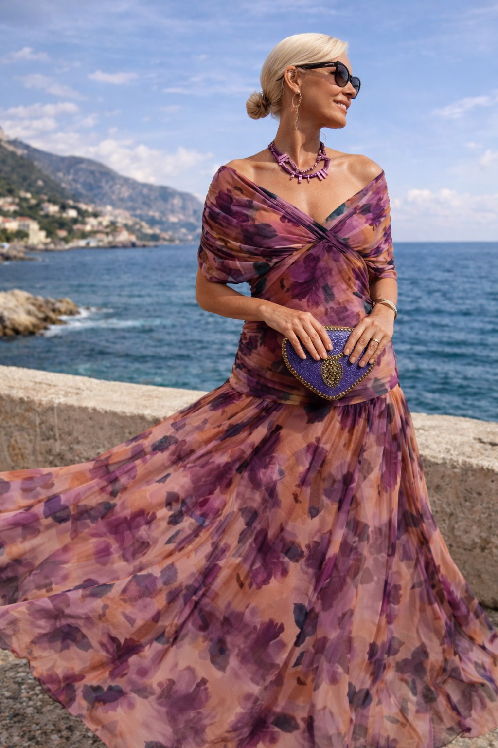 Breathable summer V-neck wrap maxi dress for women, elegant long design.