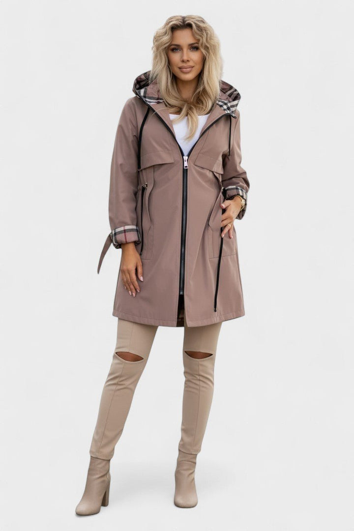 Marlowe | Women's Hooded Zip Front Coat - Black - Image 2