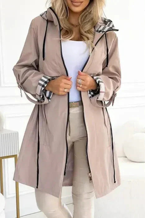 Marlowe | Women's Hooded Zip Front Coat - Black - Image 4