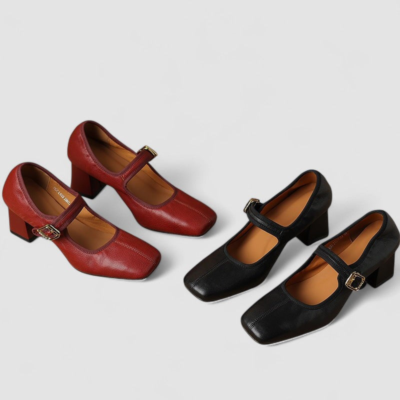 Orthopedic Cara Mary Jane shoes for women, chic and supportive flats ideal for walking and style.