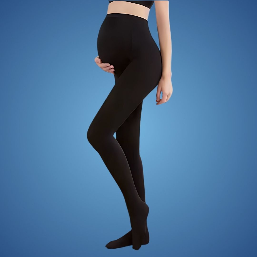 Women's maternity compression tights for swelling relief & circulation support during pregnancy.