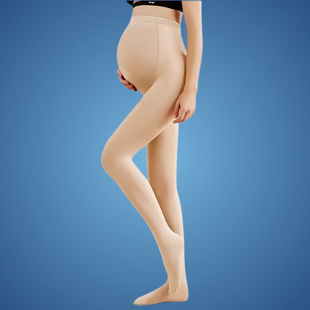 Pregnancy support compression tights for women, offering leg comfort and anti-fatigue benefits for expecting mothers.