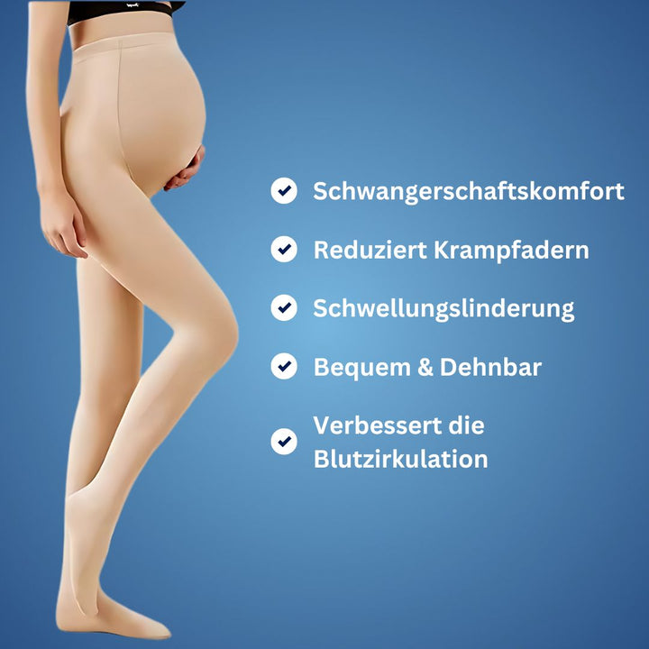 Essential maternity compression tights for pregnancy, boosting circulation & relieving leg swelling and discomfort.