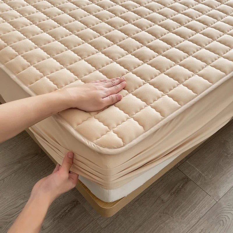 DreamHaven deep-pocket mattress protector for a secure fit, enhancing sleep comfort & hygiene.
