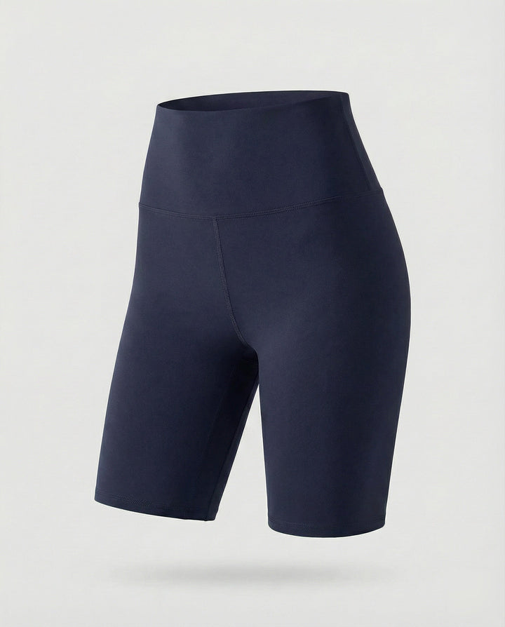 Stretchy women's athletic shorts, high waisted bike style, perfect for gym and casual comfort.