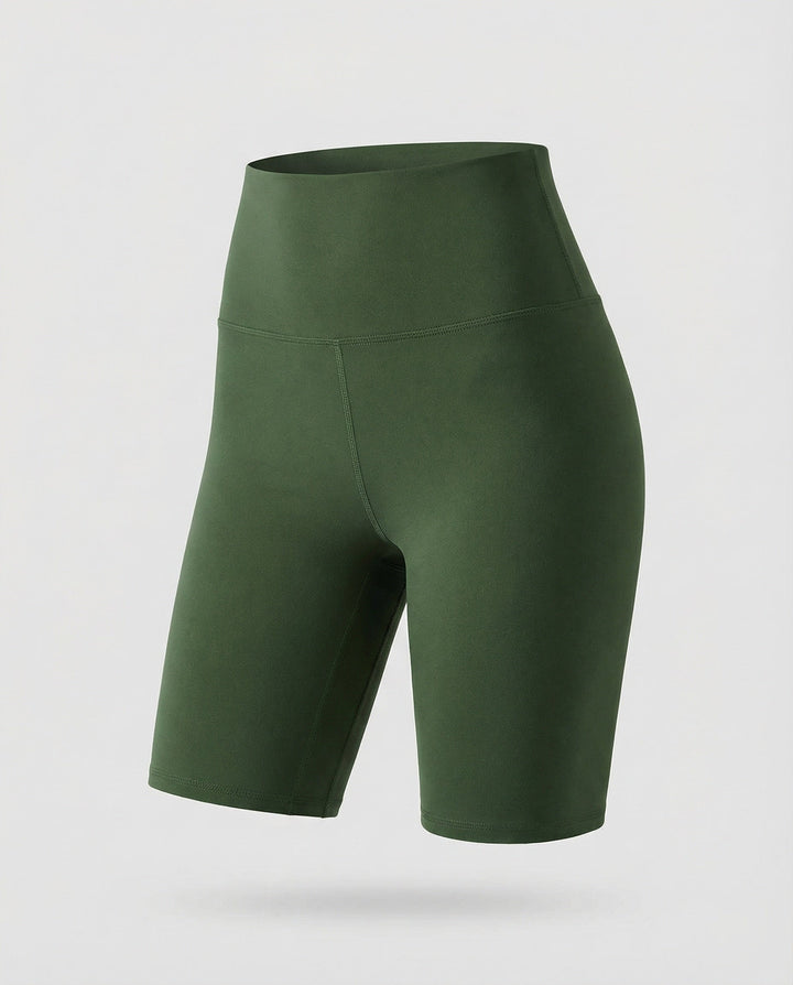 Athletic high waisted bike shorts for women, offering a comfortable and shaping fit.