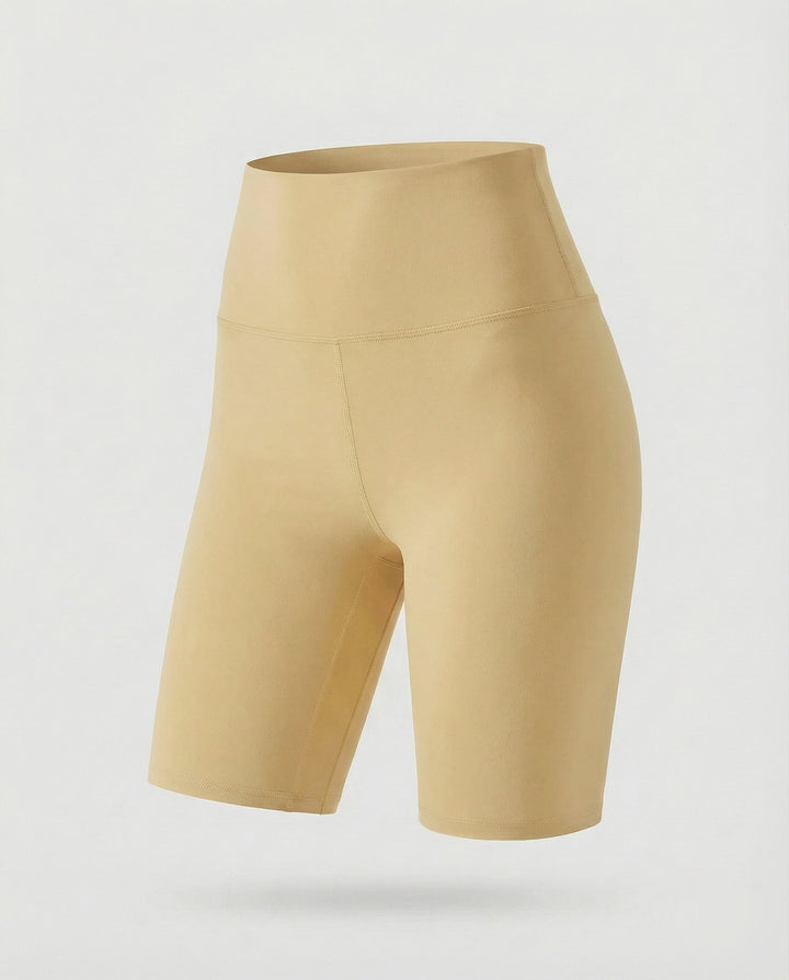 Fashionable women's workout shorts, high waisted and shaping, ideal for summer activities.